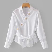 Shein Button Detail Belted Blouse