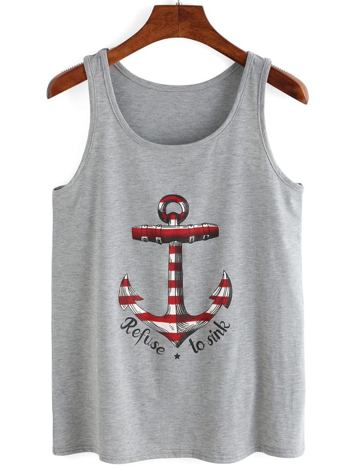 Shein Anchor Print Tank Top