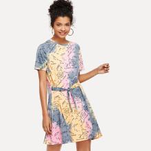 Shein Knot Front Tie Dye Dress