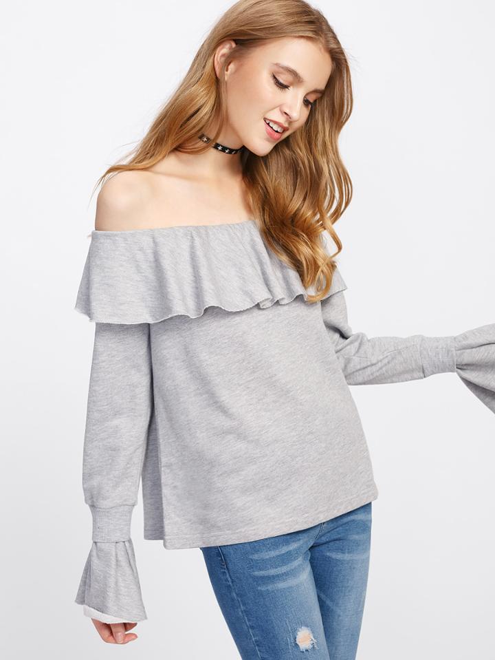 Shein Flounce Neckline Blouse