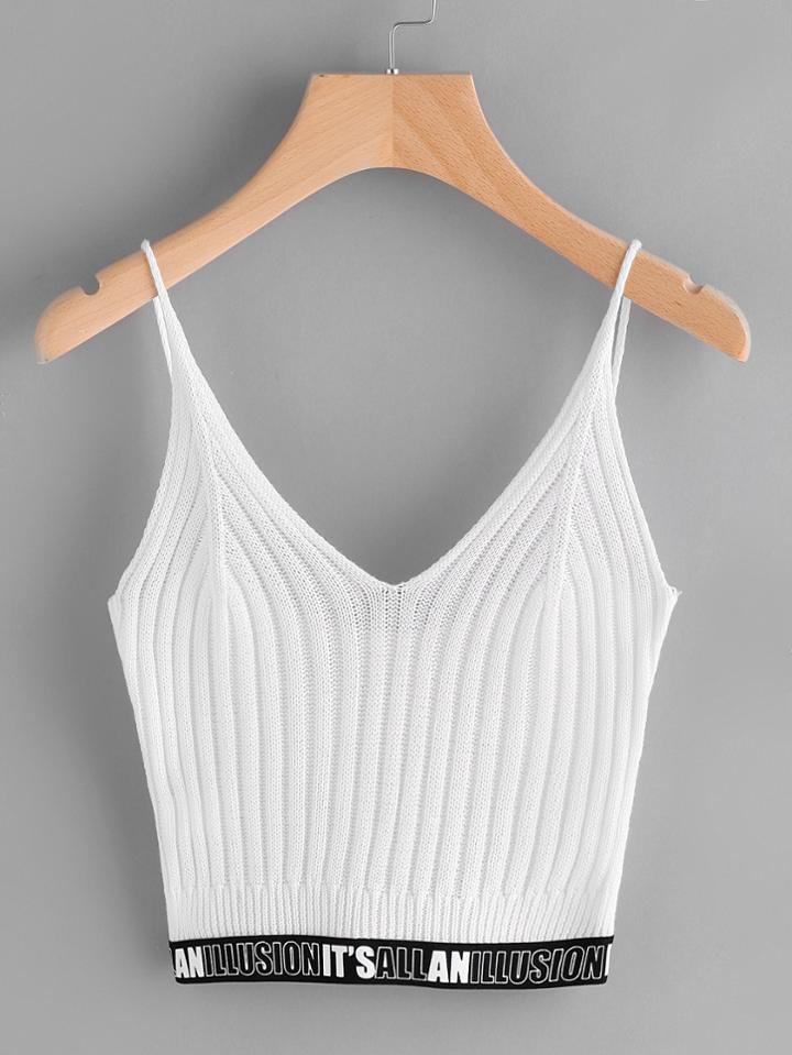 Shein Letter Tape Detailed Knit Cami Top
