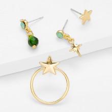 Shein Sun God & Star Design Earring Set With Rhinestone