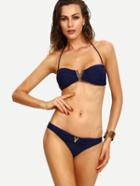 Shein V-notch Ruched Bikini Set