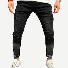 Shein Men Ripped Detail Letter Print Jeans