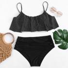 Shein Plus Dot Print Flounce Bikini Set
