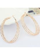 Rosewe Ellipse Drop Beads Decorated Gold Earrings