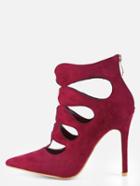 Shein Pointy Toe Cut Out Booties Wine