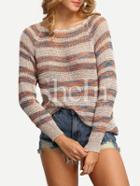 Shein Multicolor Striped Long Sleeve Knit T-shirt