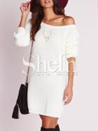 Shein White Long Sleeve Designer Bodycon Dress