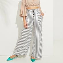 Shein Button Up Wide Leg Striped Pants