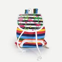 Shein Girls Flamingo Print Striped Backpack