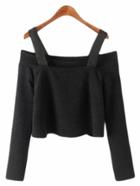 Shein Black Long Sleeve Open Cold Blouse