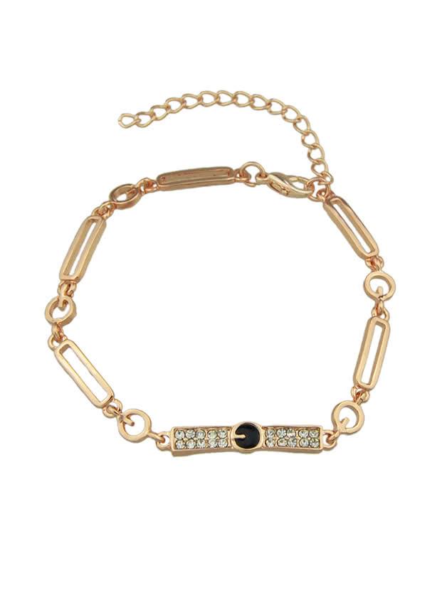 Shein Gold Color Rhinestone Adjustable Chain Link Bracelets