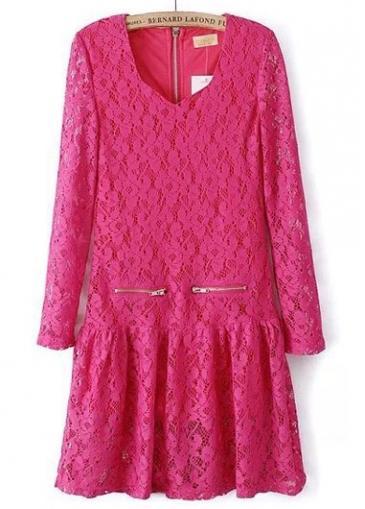 Rosewe Fabulous Long Sleeve V Neck Woman Dress With Zipper