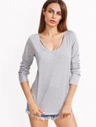 Shein Heather Grey Strappy Curved Hem T-shirt