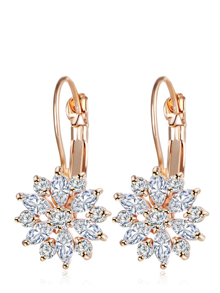 Shein Flower Rhinestone Hoop Earrings