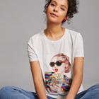 Shein Rhinestone Detail Figure Print Tee