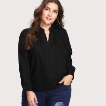 Shein Plus Metal Detail Neck Shirt
