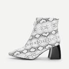 Shein Snake Print Point Toe Ankle Boots