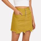 Shein Raw Hem Dual Pocket Skirt