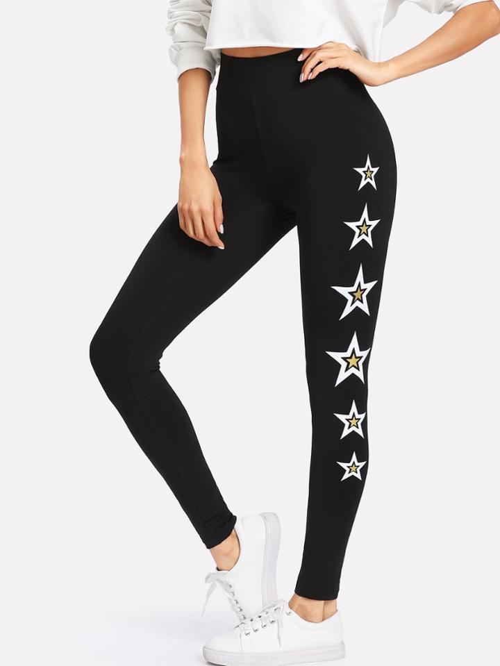 Shein Star Print Side Leggings