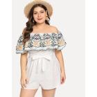 Shein Plus Floral Flounce Layered Neck Romper