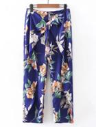 Shein Knot Front Wide Leg Floral Pants