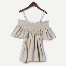 Shein Frill Trim Crossover Shirred Top