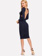 Shein Backless Tie Back Ruched Pencil Dress