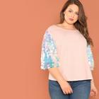 Shein Plus Sequin Sleeve T-shirt