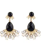 Shein Black Drop Gemstone Gold Earrings
