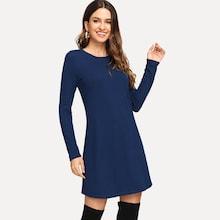 Shein Long Sleeve Solid Dress