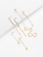 Shein Faux Pearl & Round Design Earring Set