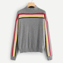 Shein Striped Heather Grey Sweater