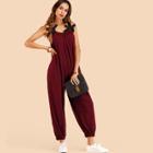 Shein Bow Detail Oversized Pinafore Jumpsuit