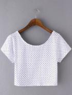 Shein Black White Short Sleeve Polka Dots Print T-shirt