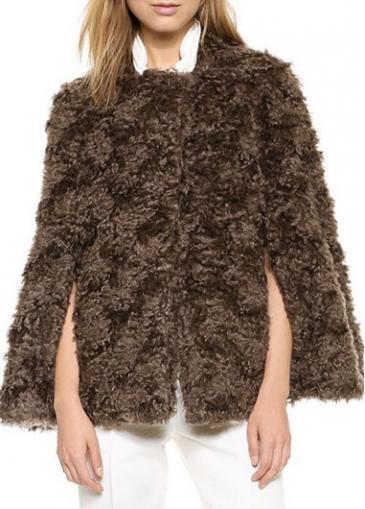 Rosewe Winter Essential Cloak Pattern Long Sleeve Coat Brown