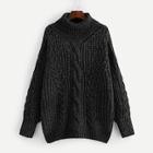 Shein Plus Turtleneck Cable Knit Marled Sweater