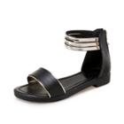 Shein Metallic Detail Ankle Cuff Sandals