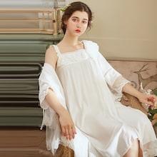 Shein Contrast Lace Frill Trim Night Dress With Robe