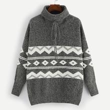 Shein Plus Slit Hem Geo Pattern Jumper