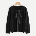 Shein Plus Grommet Lace Up Neck Jumper