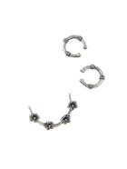 Shein 3 Pcs/set Vintage Design Silver Color Flower Wrap Ear Cuff Earrings