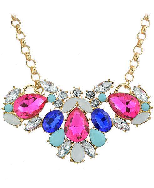 Shein Multicolor Gemstone Chain Necklace