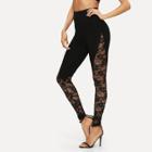 Shein Sheer Floral Lace Insert Leggings