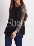 Shein Black Contrast Raglan Sleeve T-shirt