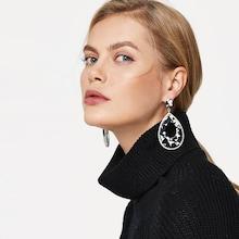 Shein Cow Pattern Open Waterdrop Earrings