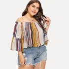 Shein Plus Off Shoulder Stripe Blouse