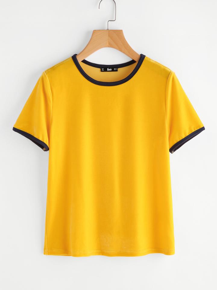 Shein Velvet Ringer Tee