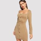 Shein Button Front Solid Dress